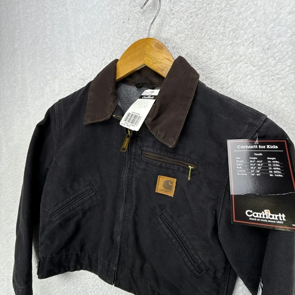 Carhartt‎ Detroit Jacket Fleece Lined Youth Medium (8) YYJ97 BLK Black NWT NOS